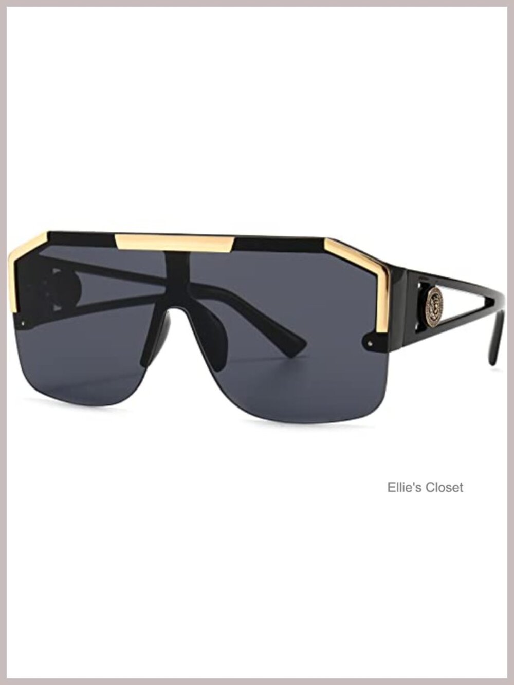 Oversized Square Shield Sunglasses Flat Top Full Frame Retro UV Protection